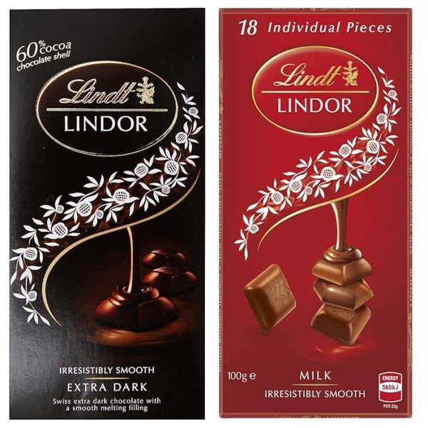 2 Lindt Lindor Chocolate Bars 100 Gram Each