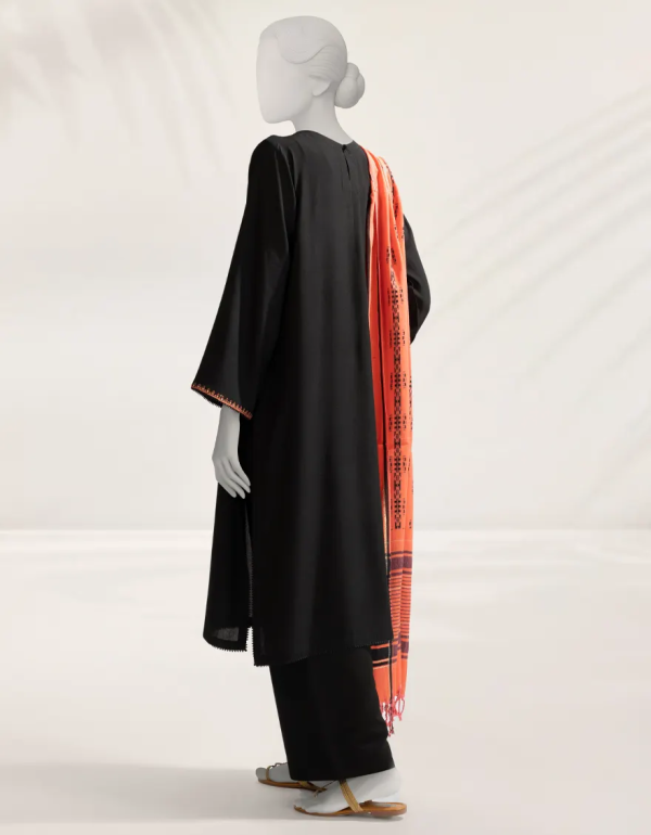 Black Embroidered Linen Unstitched 3pc