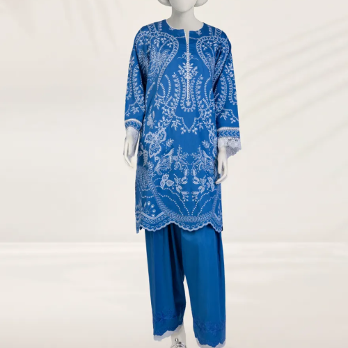 Blue Paste Printed Cambric Unstitched 2pc1 Blue Paste Printed Cambric Unstitched 2pc