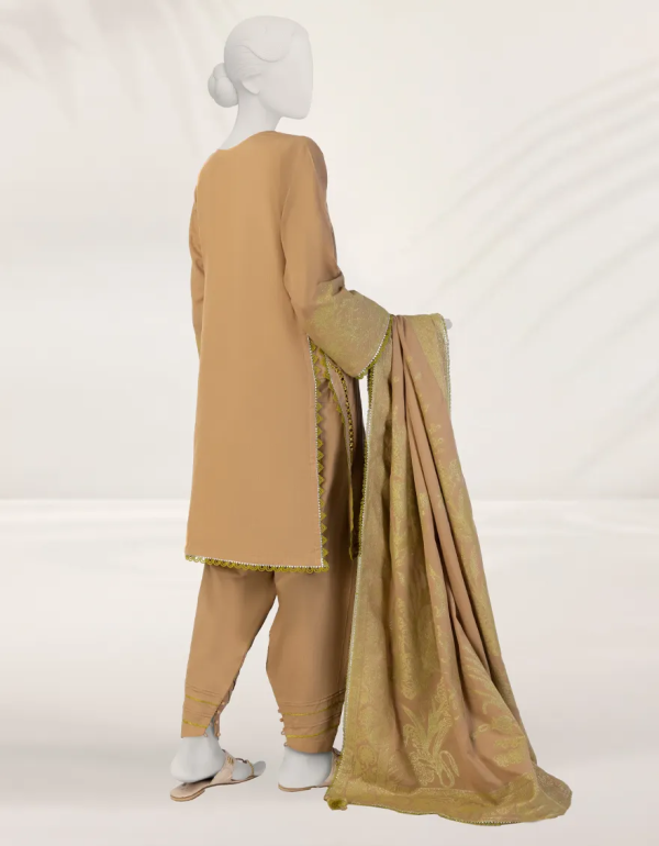 Brown Dyed Jacquard Unstitched 3pc