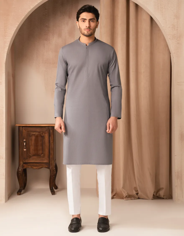 Denim Blue Cotton Casual Kurta
