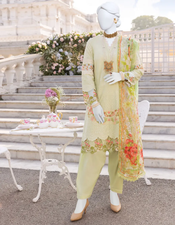 Mint Green Cambric Embroidered Unstitched 3pc