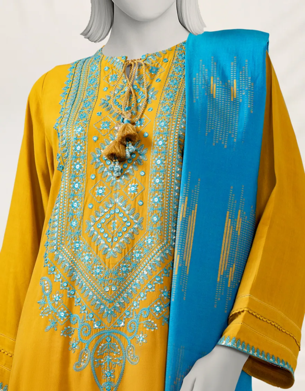 Mustard Embroidered Linen Unstitched 3pc 2 Mustard Embroidered Linen Unstitched 3pc