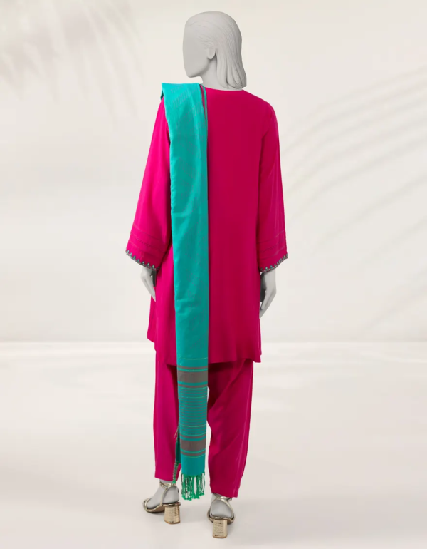 Pink Embroidered Linen Unstitched 3pc 3 Pink Embroidered Linen Unstitched 3pc