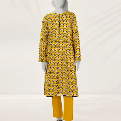 Yellow Printed Lawn 2pc Stitched