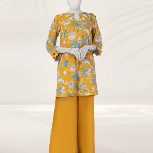 Yellow Printed Liminal Unstitched 2pc